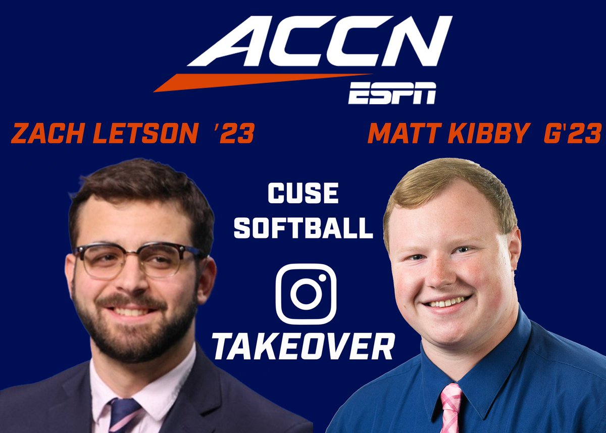 Cuse ACCN (@cuseaccn) on Twitter photo Go behind the scenes of a <a href="/CuseSB/">Syracuse Softball</a> production with the commentary team for the day!
Head over to @cuseaccn on Instagram to follow along with <a href="/zachletson_/">Zach Letson</a> & <a href="/PxPKibbyMatt/">Matt Kibby</a> for the fun! Go behind the scenes of a <a href="/CuseSB/">Syracuse Softball</a> production with the commentary team for the day!
Head over to @cuseaccn on Instagram to follow along with <a href="/zachletson_/">Zach Letson</a> & <a href="/PxPKibbyMatt/">Matt Kibby</a> for the fun!