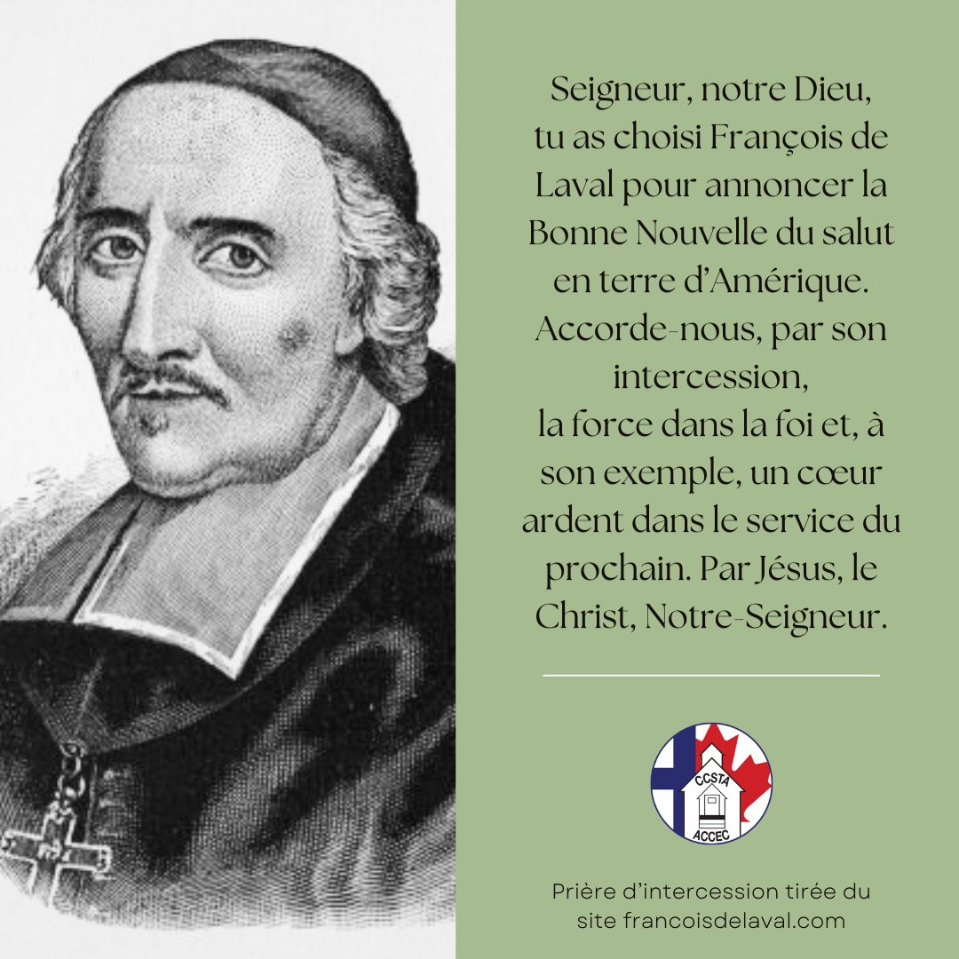 Aujourd’hui, nous nous souvenons de Saint François de Laval, premier évêque du Québec.  #PriezPourNous #SaintFrançoisDeLaval #ÉduCatho