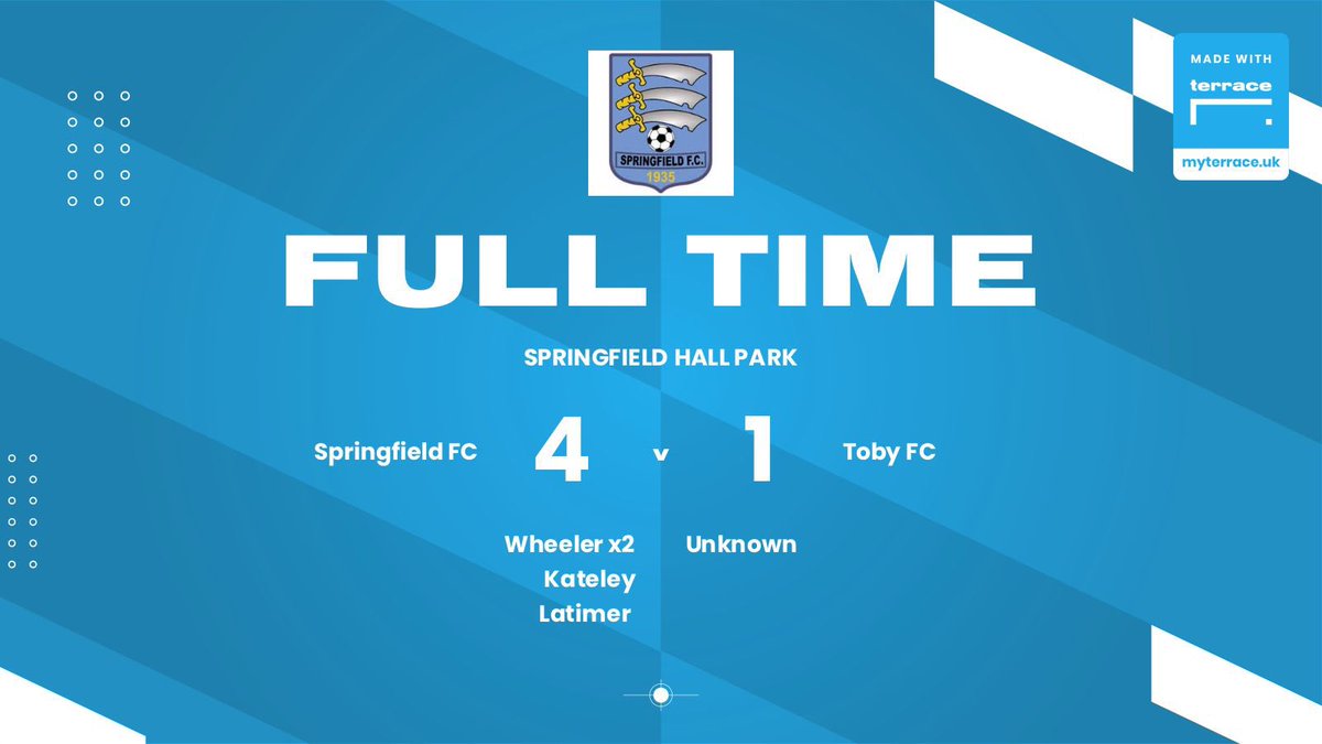 Springfield1935's tweet photo. FULL TIME

What a result from the lads!

We finish the season 9 game’s unbeaten with a 4-1 victory

#UTF🔵⚪️ https://t.co/fdsrYn9bKR