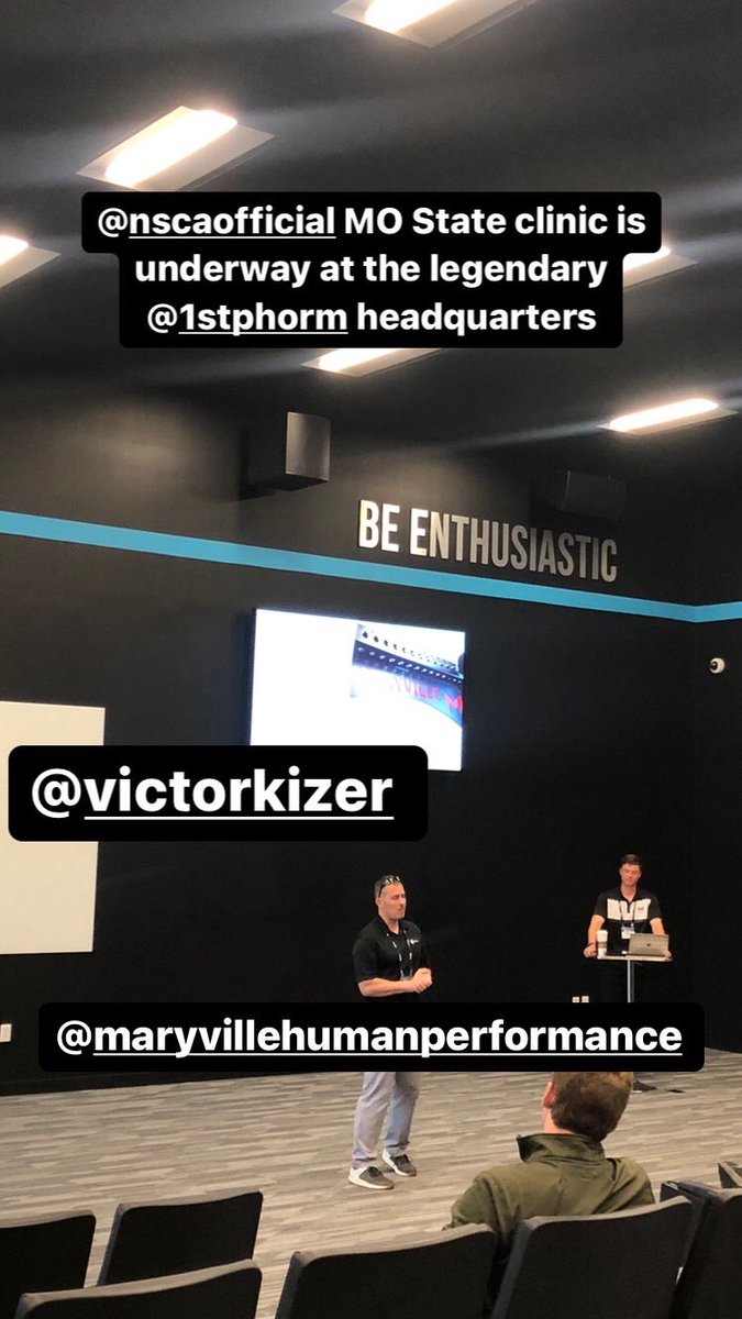 tyvanvalkenburg's tweet photo. @NSCA MO State Clinic underway at the legendary @1stPhorm headquarters 
@VictorKizer https://t.co/9J3oxgzBgG