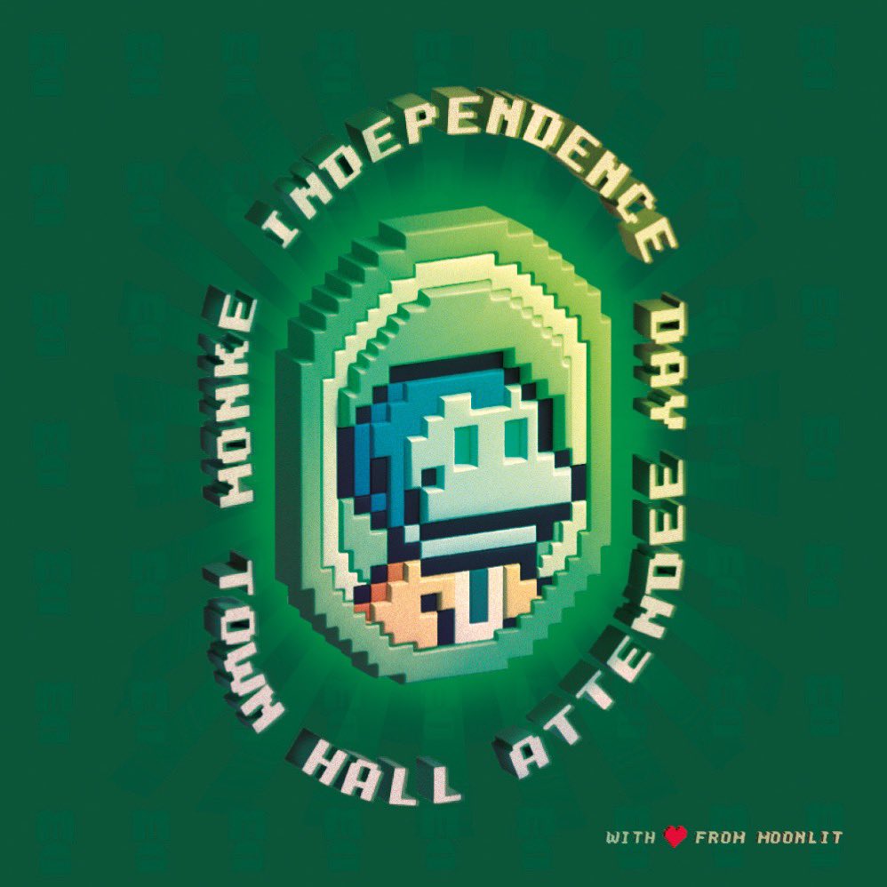 MonkeDAO's tweet photo. If you claimed your quest for Town Hall on 4/21, you can now claim your @MonkeDAO Independence NFT! 

With ❤️ from @moonlit_team. https://t.co/1ADFwYLxel
