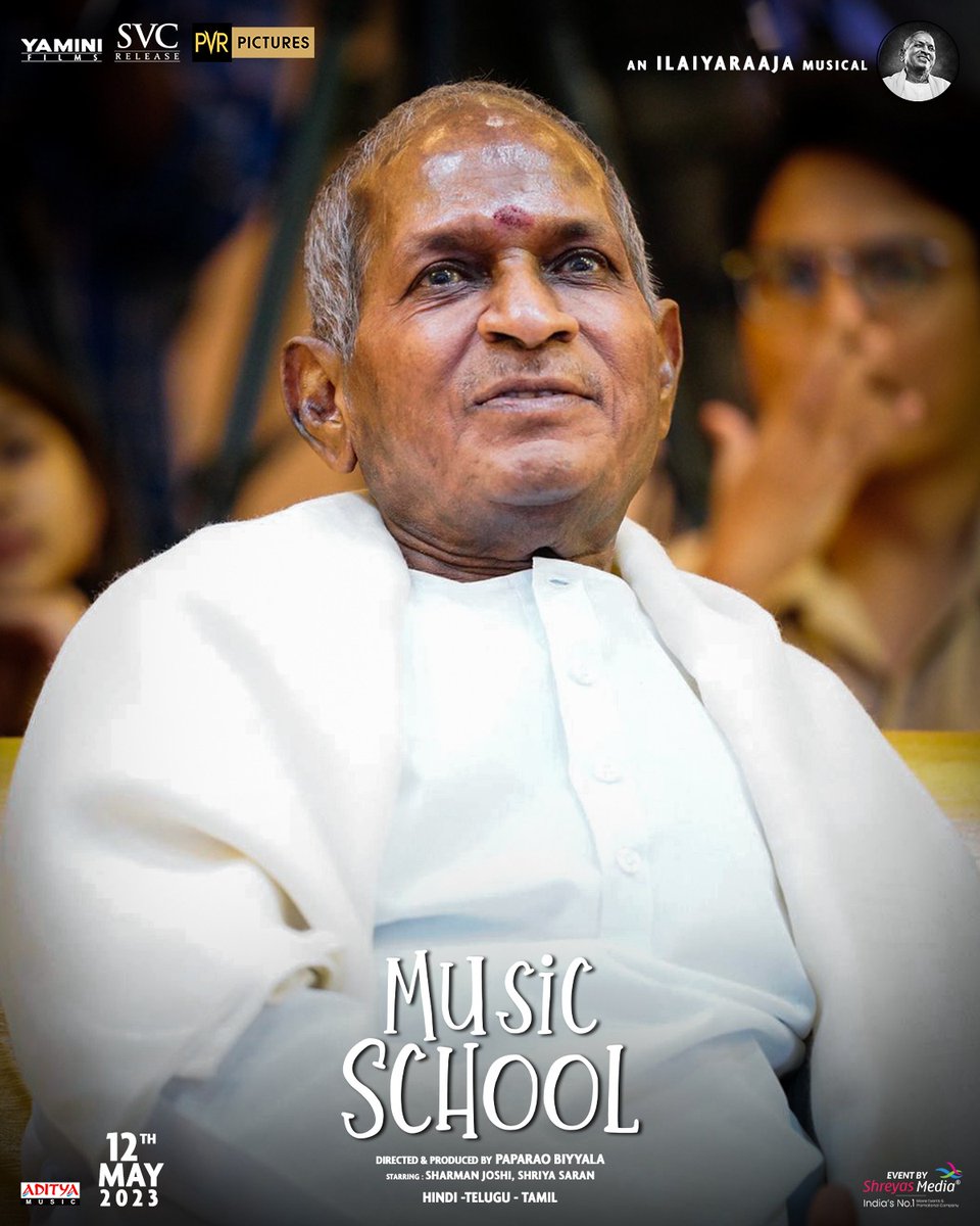 We're all Music-eyed to this Amazing moment 🤩

Musical Maestro @ilaiyaraaja Garu at the Grand Audio & Pre-Release Event of #MusicSchoolMovie 🤩

Watch Live Now ▶️ youtube.com/live/spyzSJigV…

Event By @shreyasgroup ✌️

@shriya1109 @TheSharmanJoshi @SVC_official @PicturesPVR