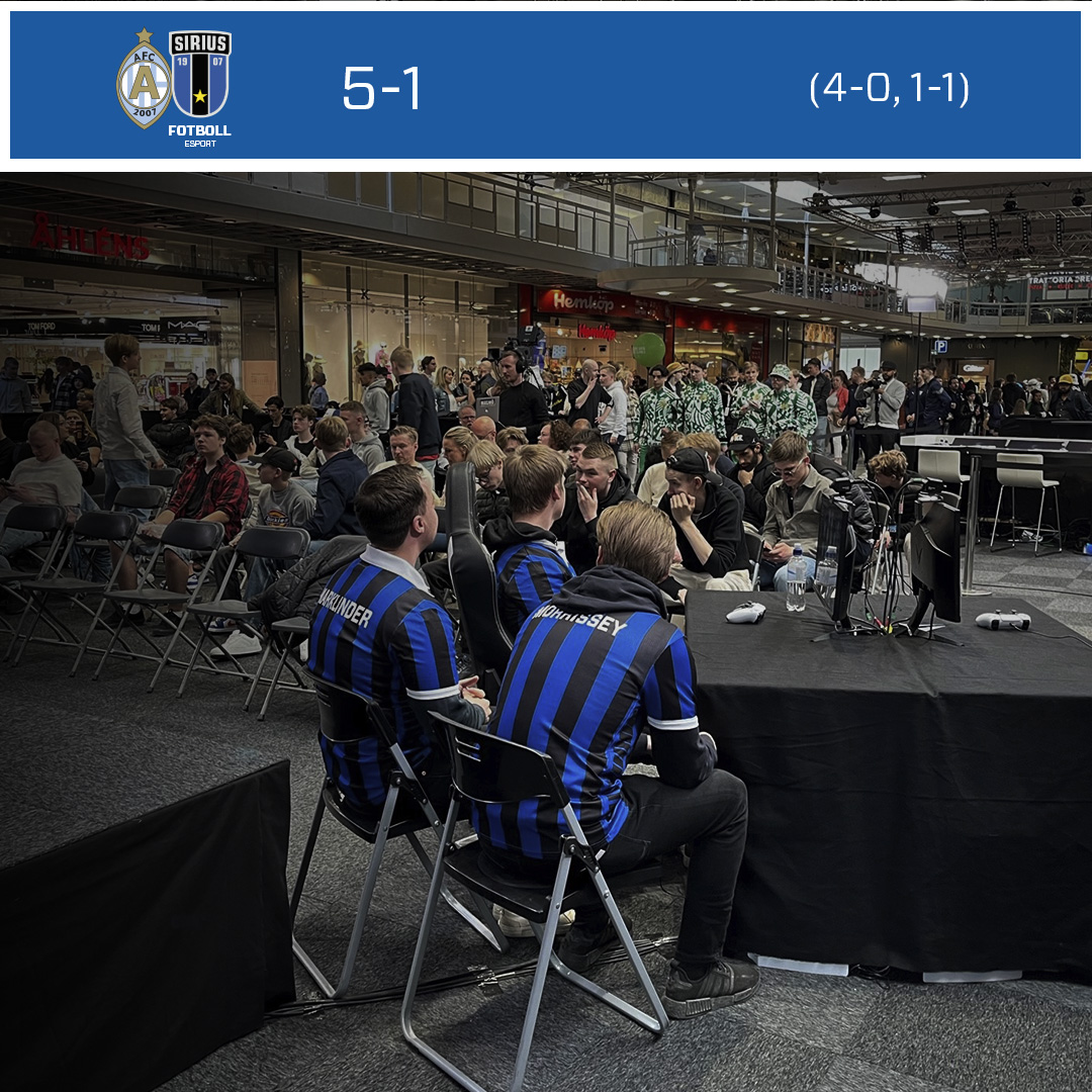 Vi åker dessvärre ur direkt i kvartsfinalen och säsongen i eAllsvenskan är över för oss.

Vi tar nytt sikte mot gruppspelet i Svenska eCupen nästa helg!