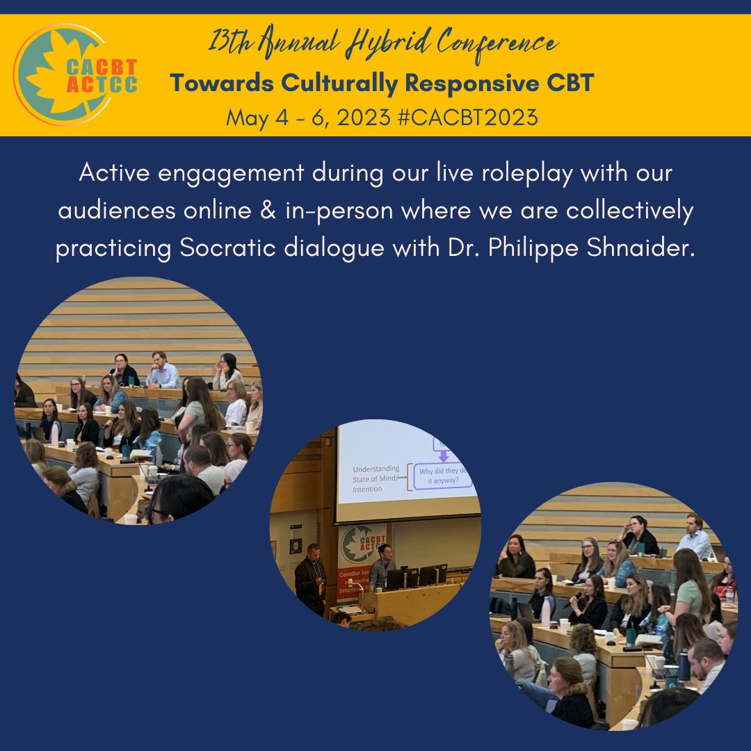 The energy in Halifax &amp; online is incredible – amazing questions, members and #MentalHealth trainees working together in workshops, &amp; so much active engagement! Thank you for being a part of #CACBT2023!