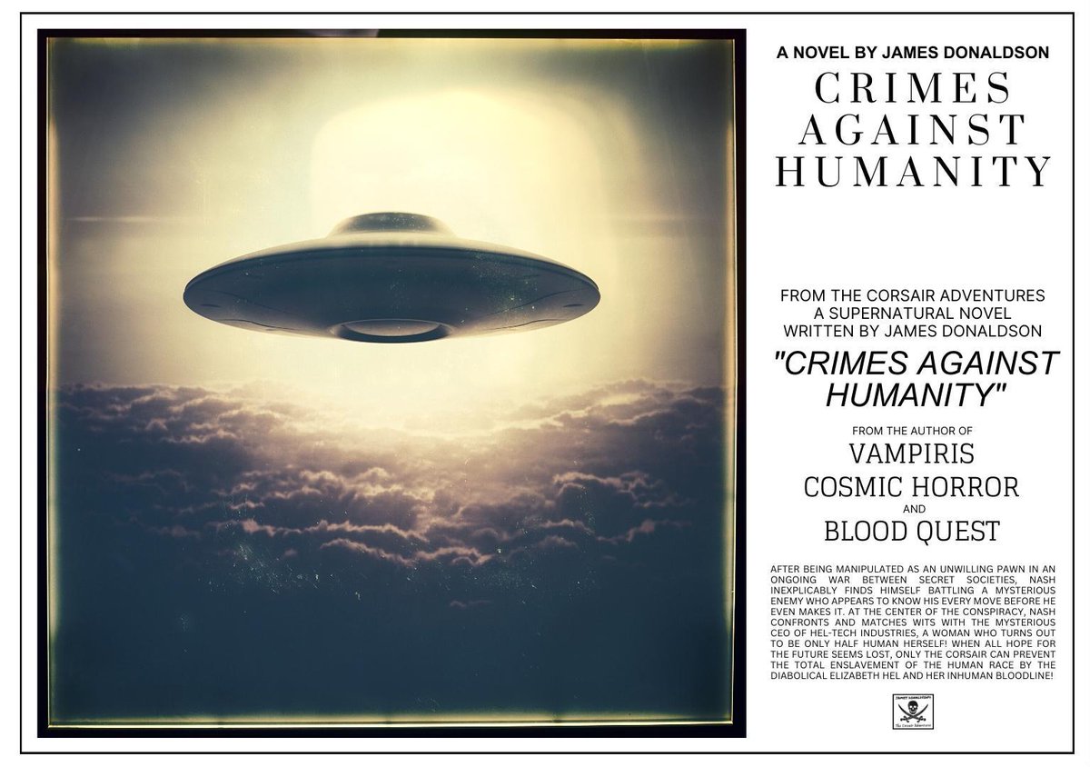 CorsairAuthor's tweet photo. CRIMES AGAINST HUMANITY - Science, magic and a secret society vs the Corsair! 

https://t.co/rnuHny8KDD

#CrimesAgainstHumanity #CorsairAdventures #lizardpeople #UFO #UAP #aliendeception #flyingsaucer #aliens #reptilians #secretsociety #UFOdeception #supernatural #paranormal https://t.co/6UP9RNhb2K