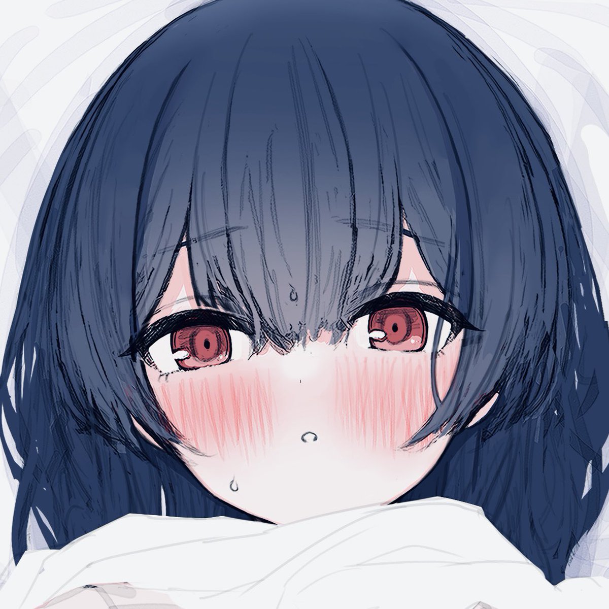 morino rinze 1girl blush solo looking at viewer red eyes parted lips bangs  illustration images