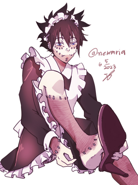 i see someone draw #dabi wear maid outfit in here so i have to. #Fanarts