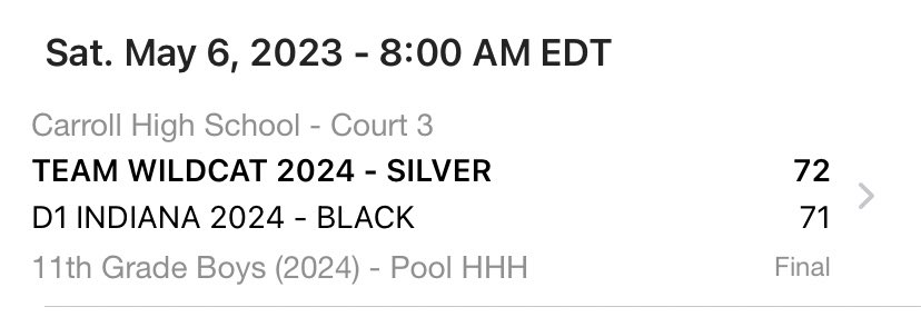 Gritty 1 point win @ 8:00 AM. Game 3 @ 1:00 PM Carroll HS court 2 ✅