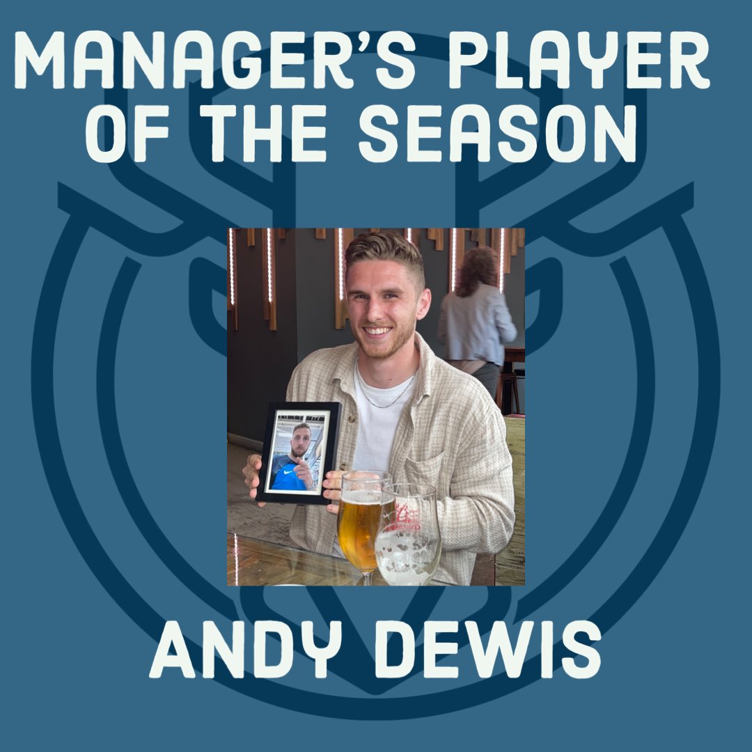 West_end_fc's tweet photo. Now onto the big ones. Manager’s Player. Some say it’s nepotism, some say he’s been one of our best attacking outlets all season. Mr @ajdewis_ https://t.co/OlO124xbVa
