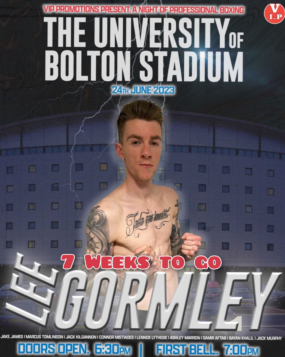 BoxingTicketsNI's tweet photo. 7 Weeks to go

The professional debut of @LeeGormley 

Gormley, originally from Lurgan but now relocated to Manchester fights on the @vipboxing show at the University of Bolton Stadium https://t.co/4emwAKlTVf