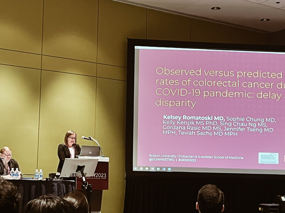 GordanaRasic's tweet photo. Our wonderful @BostonSOAR Research Fellow Dr Kelsey Romatoski presenting her work on observed vs predicted rates of colorectal cancer diagnoses during the pandemic! @TsengJennifer @BMCSurgery @BIDMCSurgery #ssat2023 #DDW2023 https://t.co/NhhtxxbI05