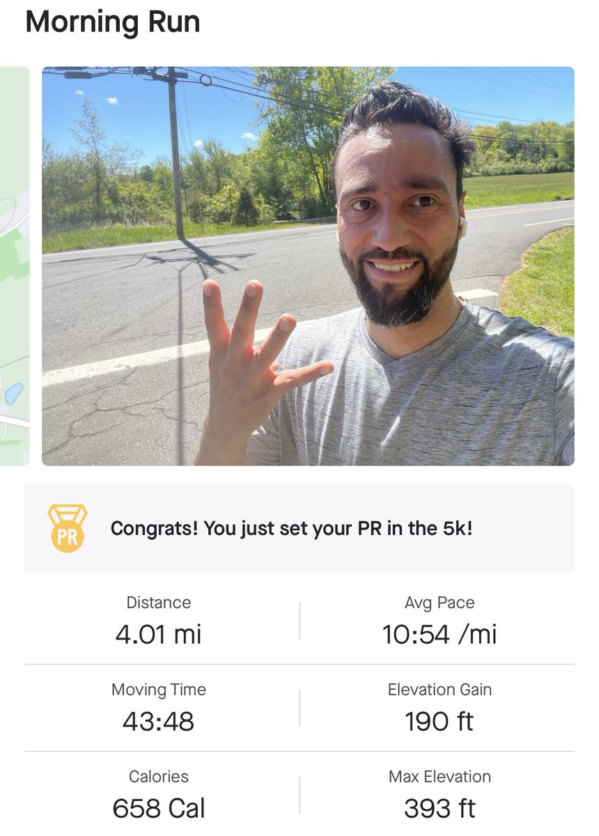 peterlpowers's tweet photo. It was a hard #run this morning, I didn’t expect to set a new PR in my #5k ! #runner 4 Miles! #instarun #runnersofinstagram #health #healthy #fit #fitness https://t.co/lc2F73Dsv3