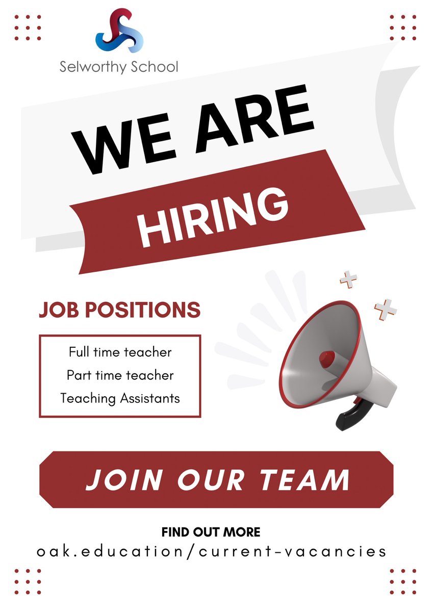 SelworthySchool's tweet photo. Come and join our phenomenal team of dedicated professionals 

https://t.co/d0Vr5eKgsT https://t.co/IOj6tMes9O