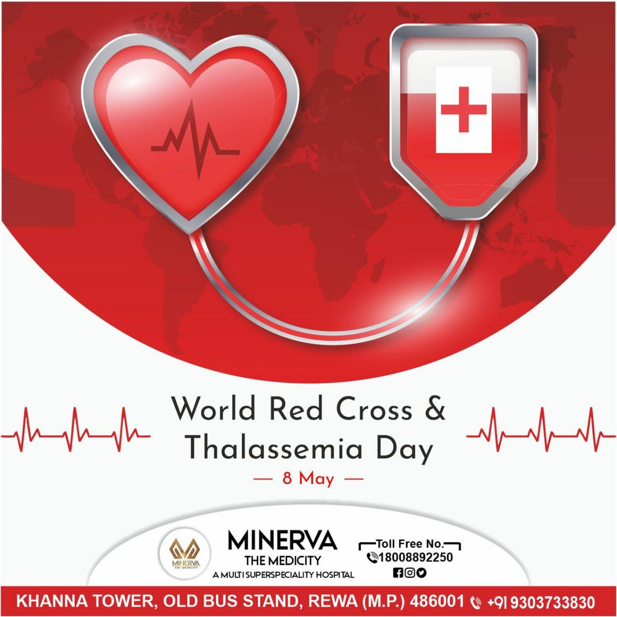 'World Red Cross & Thalassemia Day'

Contacts us now:
Toll free no:- 18008892250
Minerva The Medicity

#WorldRedCross #ThalassemiaDay #healthtrip #internationalnodietday2023 #minervathemedicity #minervahospital #besthospital #bestdoctors
#healthcamp #freehealthcamp