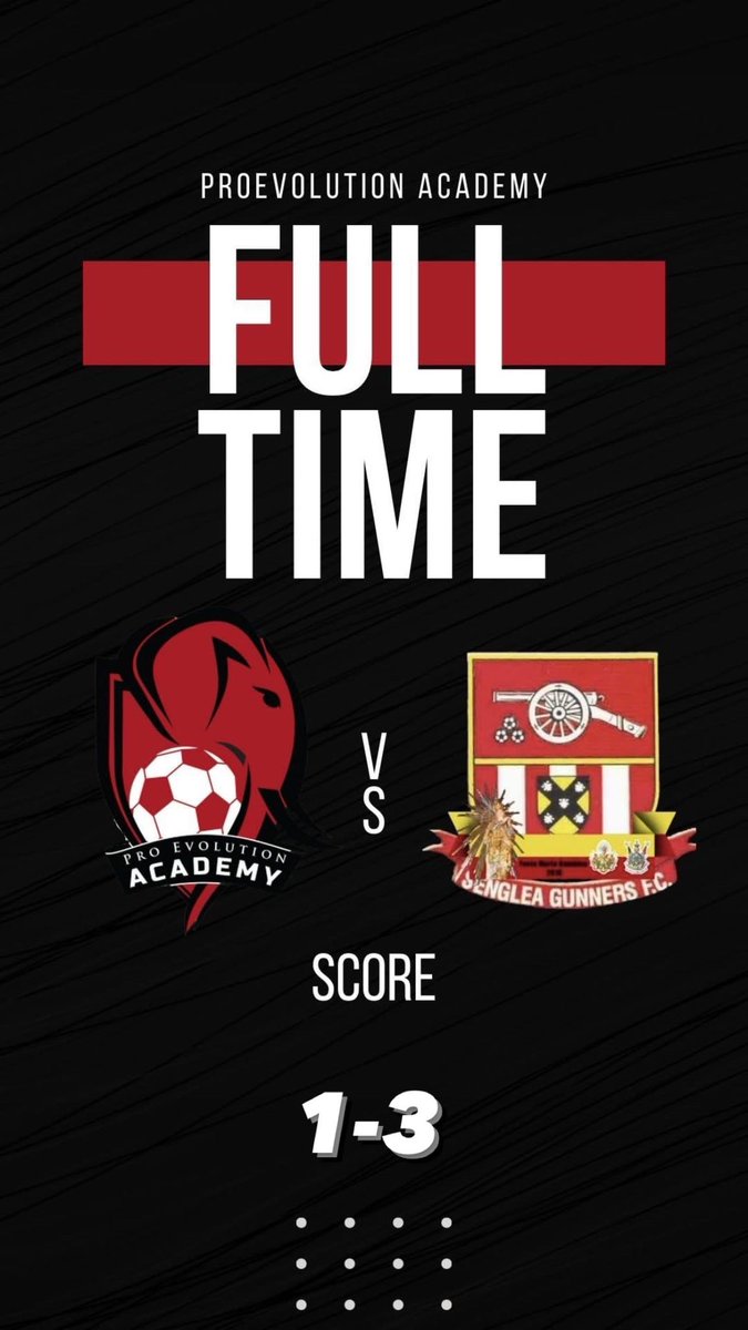 ProEvolutionAcd's tweet image. ⚫️🔴 FULL TIME ⚫️🔴 

ProEvolution 1-3 Senglea Gunners FC

Défaite frustrante pour les garçons aujourd’hui…

Focus on the next Game !

⚫️🔴