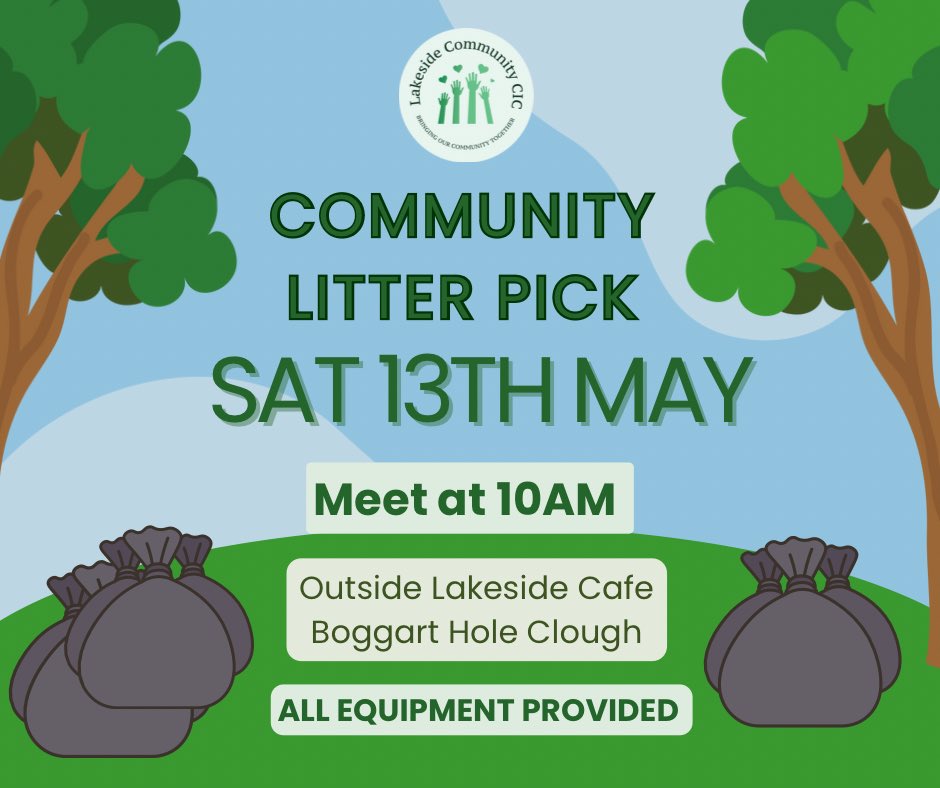 LakesideCic's tweet image. We&apos;re back next Saturday (13th May) for our monthly litter pick in Boggart Hole Clough. Hope to see you there! We&apos;ll have the kit out from 10am 🚮🚯
@parks_great @CagCharlestown @Chatterbox70a @LakesideCafeBHC @St_JohnBosco_RC @EastMcrCircle @gogreenmcr @BaileysWoodMCR