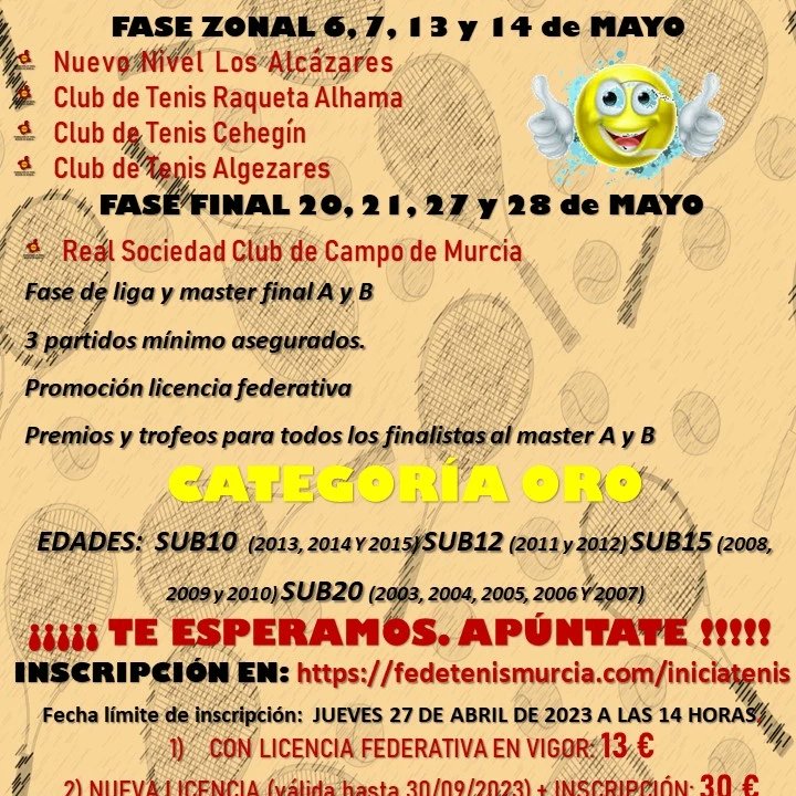 La Federación Murciana de Tenis ha elegido Cehegín como sede del Torneo Iniciatenis en la comarca del Noroeste.