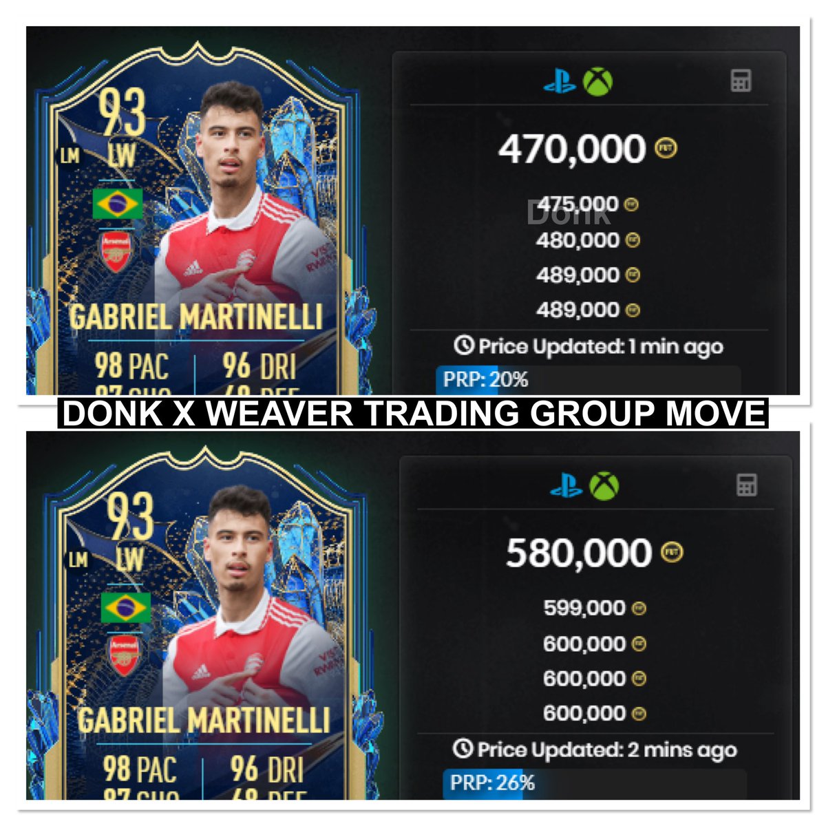 Donk 🍊 on Twitter "Fridays PL TOTS release was 🔥 Martinelli 🇧🇷 / 470k