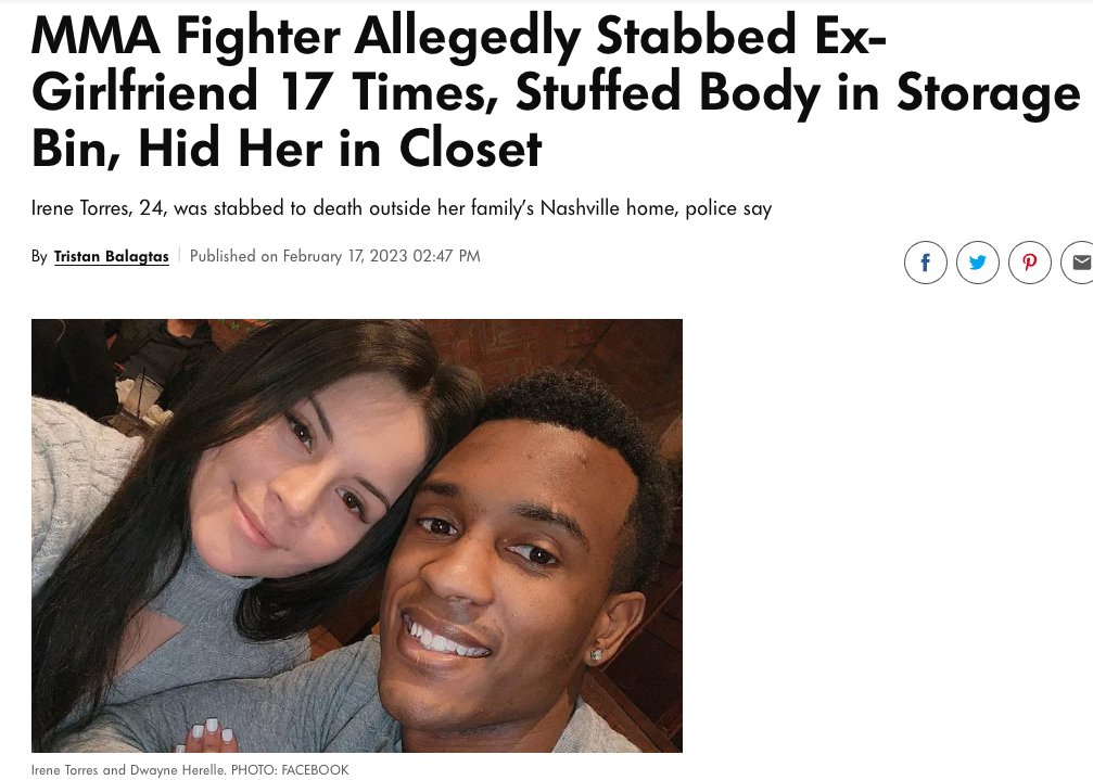 LaurenWitzkeDE's tweet photo. This MMA fighter stabbed his ex-girlfriend 17 times. Her head nearly fell off. Then stuffed her body in a storage bin. https://t.co/IfOWC5Aewm
