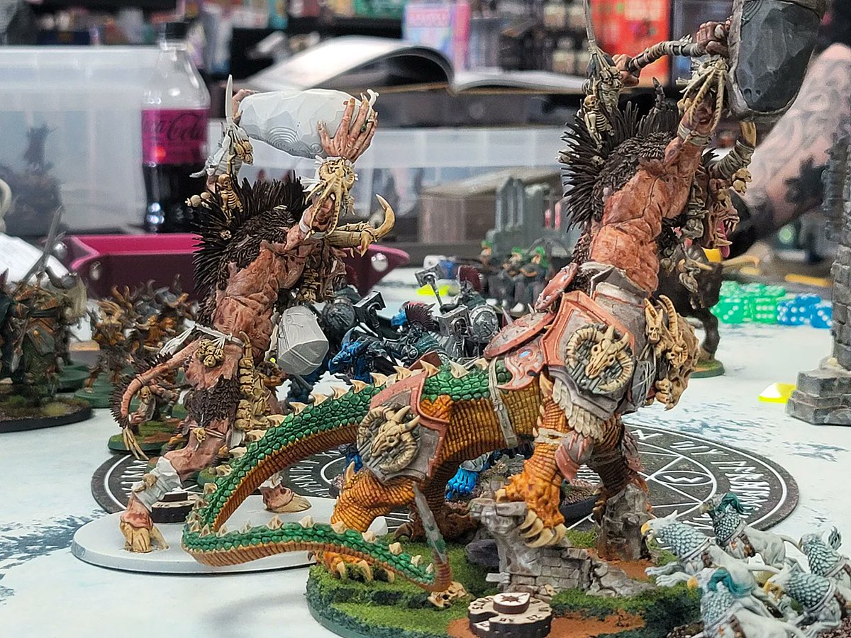 GigaBitesSocial's tweet photo. Today's Age of SICK LOOKIN' MINIS (Sigmar) Tournament is full of fun colors and friendly chatter! Our community is lively as ever with folks playing for the 2nd time, but also long-standing champs.
#ageofsigmar #Warhammer #aostournament #aoscommunity #Tabletop #games https://t.co/dT5Nokyj2g