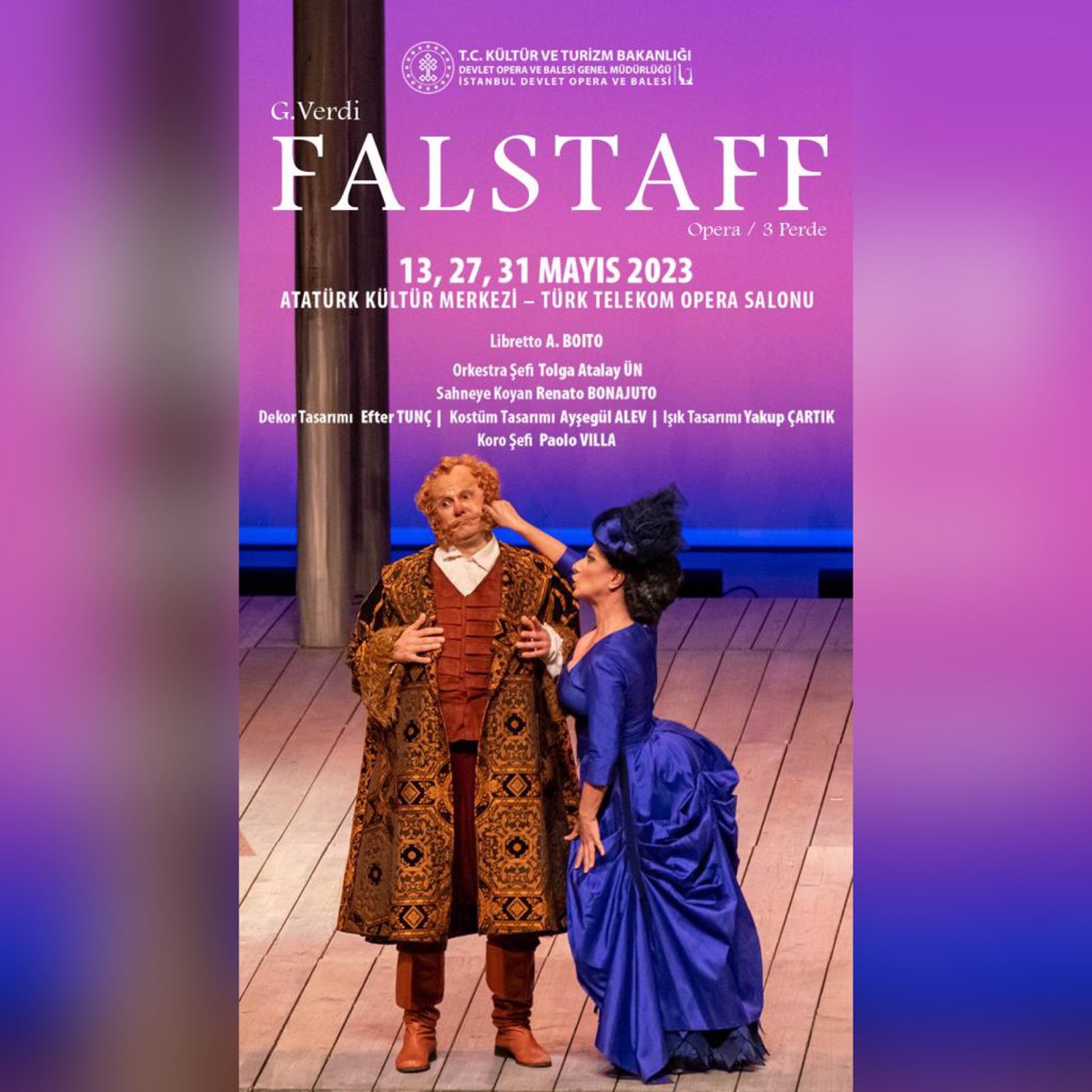 13 Mayıs 2023 Akşamı saat 20:00’de Atatürk Kültür Merkezi Türk Telekom Opera Salonunda Verdi’nin  Falstaff operası ile sizlerle buluşacağız.
Biletler biletinial’da satışta. 
biletinial.com/opera-bale/fal…