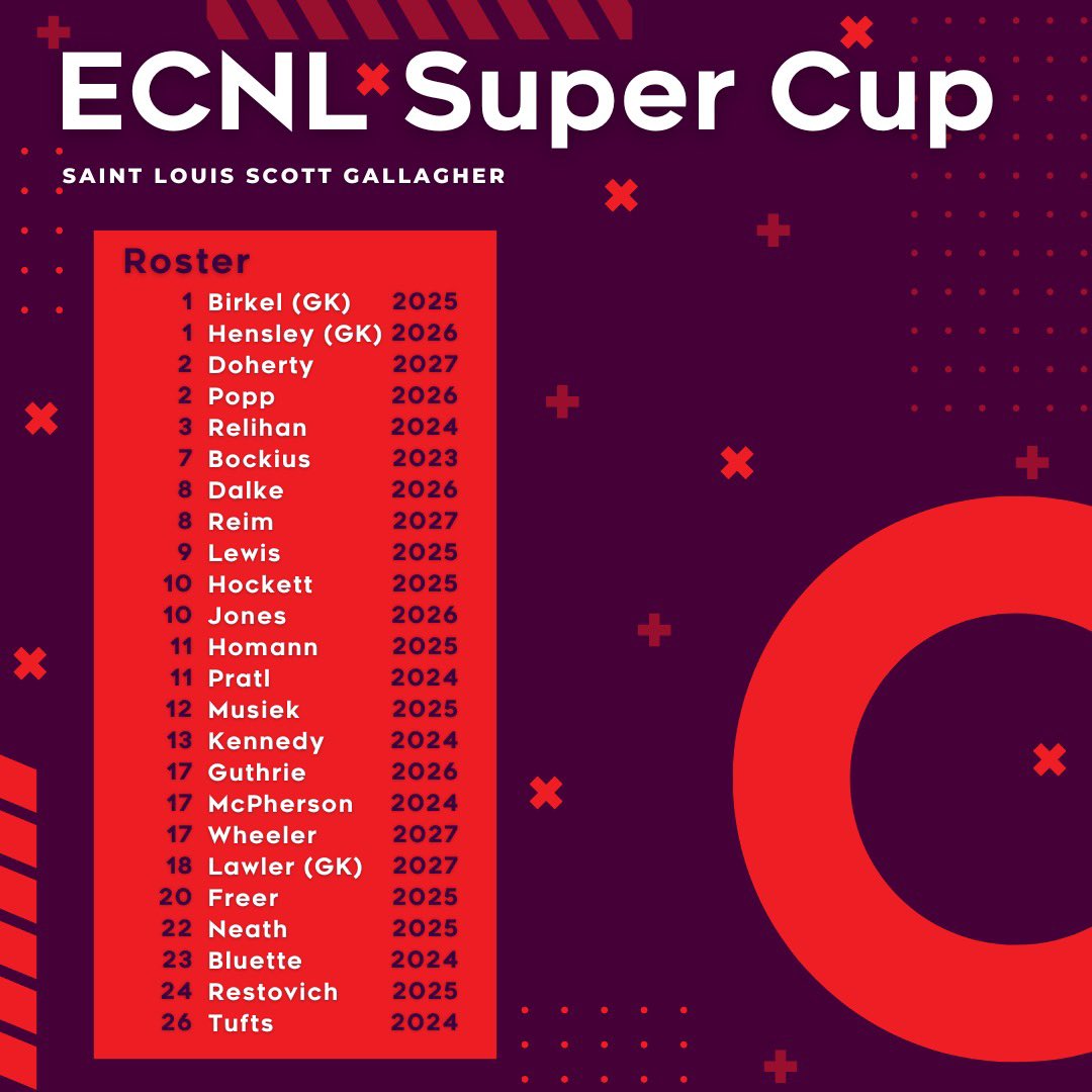 Big weekend of matchups for our <a href="/ECNLgirls/">ECNL Girls</a> #SuperCup team this weekend!

#WeAreScottGallagher #SLSGNation @SLSGsoccer