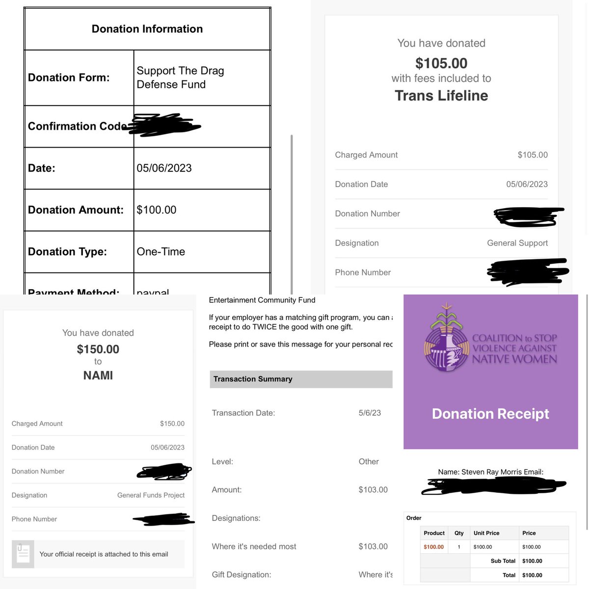 Every year for my birthday I try and donate to some causes that are important to me, a little belated this year but still worth sharing or donating to if you can, @ACLU (drag defense fund), @TransLifeline, @NAMICommunicate (honoring Ashley’s memory), @alifeinthearts, & @CSVANW: