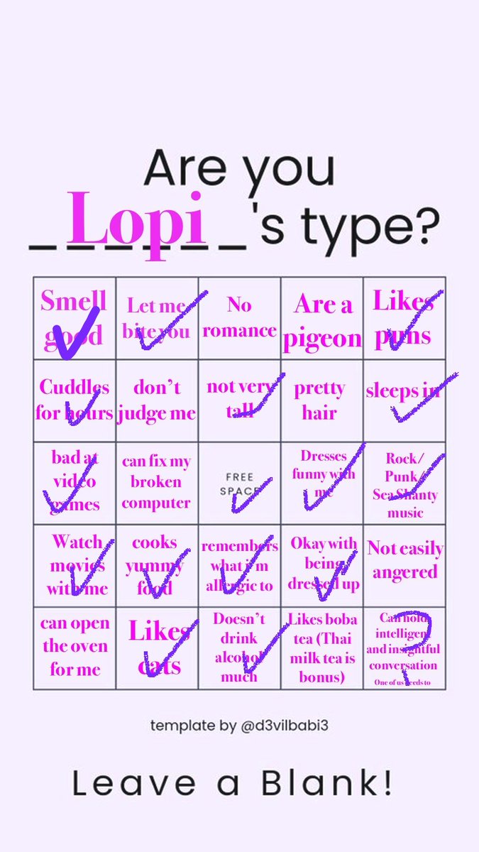Well, I almost got Bingo...