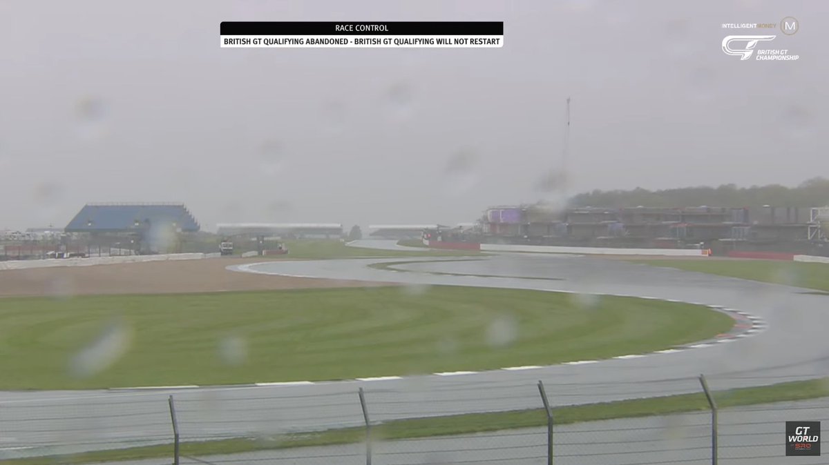 QUALIFYING ABANDONED

It's too wet to continue, so the grid will be based on FP2.

We will combine each crew member's fastest lap, and that cumulative time sets the order.

Calculators now working overtime in Race Control!

#Silverstone500 | #BritishGT 👑