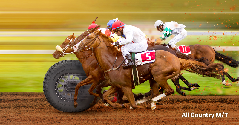 IronmanTires's tweet photo. This Kentucky Derby, it’s a safe bet to pick the Ironman All Country M/T tires to handle the dirt track of Churchill Downs.

#ironmantires #kentuckyderby #offroad