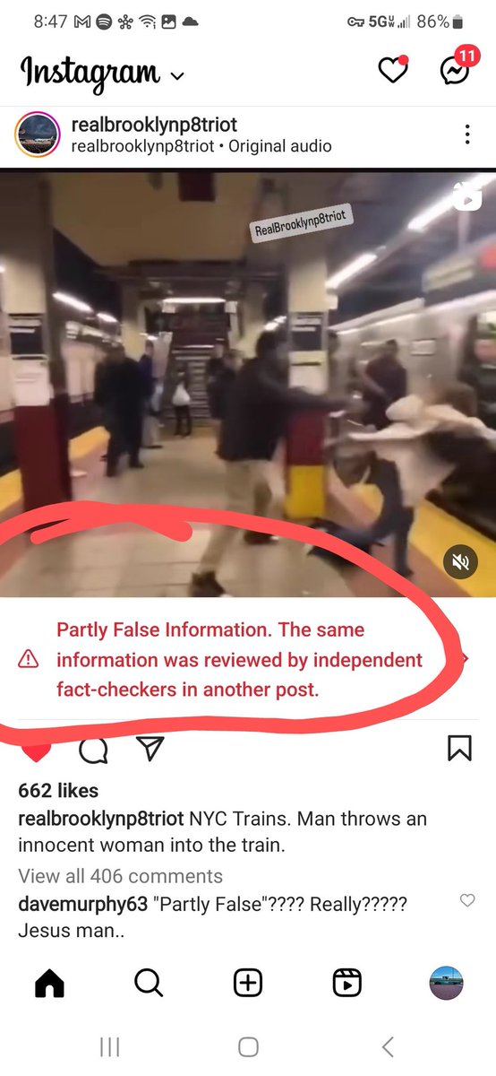DaveMurphy63's tweet photo. Man pushes woman into subway train, on video
META : "This is false information "
THIS is the world we live in now...
Thank a Liberal for it
#liberalworld
#Icannotcoexistwiththem https://t.co/4JuRLK7BPM