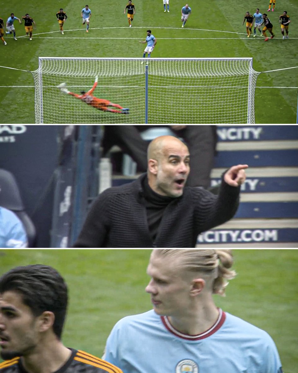 ESPNFC's tweet image. "You have to take it!"

Pep wasn't happy after Haaland gave this penalty kick to Gundogan to try and complete his hat trick. Gundogan missed and Leeds scored minutes later 😬