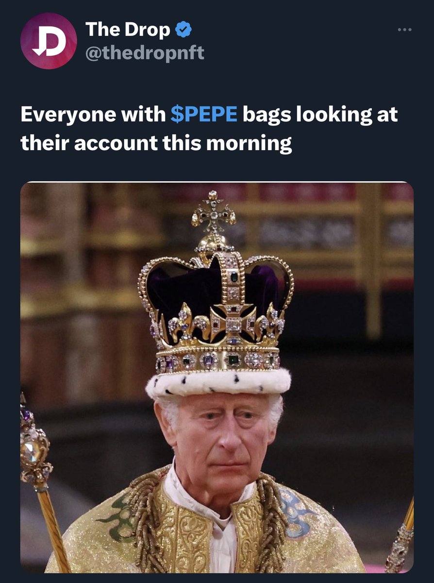 Some pure $PEPE gold from <a href="/thedropnft/">The Drop</a> 😂👇🏼😂