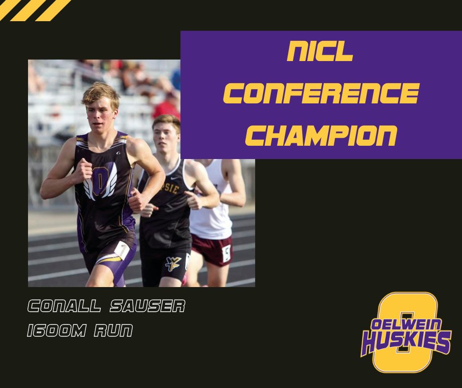 Congratulations to Conall Sauser on earning a conference title in the 1600m run with a time of 4:34.04 at the NICL conference meet! #HuskyEDGE