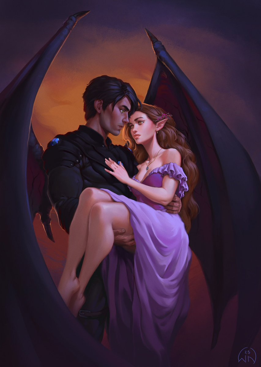 Azriel smiled faintly. “Would you like me to show you the garden?”
She seemed so small before him, so fragile compared to the scales of his fighting leathers, the breadth of his shoulders. The wings peeking over them.”

Happy Elriel Month!

Art by <a href="/Wictorianart/">Wictorianart</a> 🙏🏻💙

No reposts.