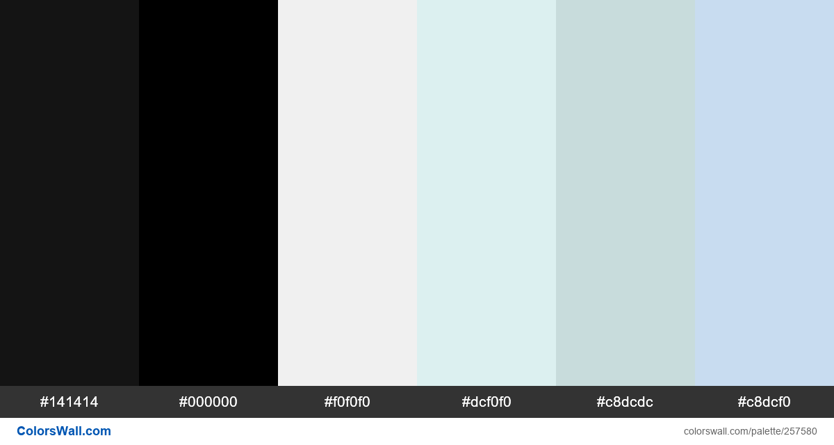 colorswall's tweet image. Stats admin theme ux ui design interface colors #141414, #000000, #f0f0f0, #dcf0f0, #c8dcdc, #c8dcf0 #colors #palette colorswall.com/palette/257580