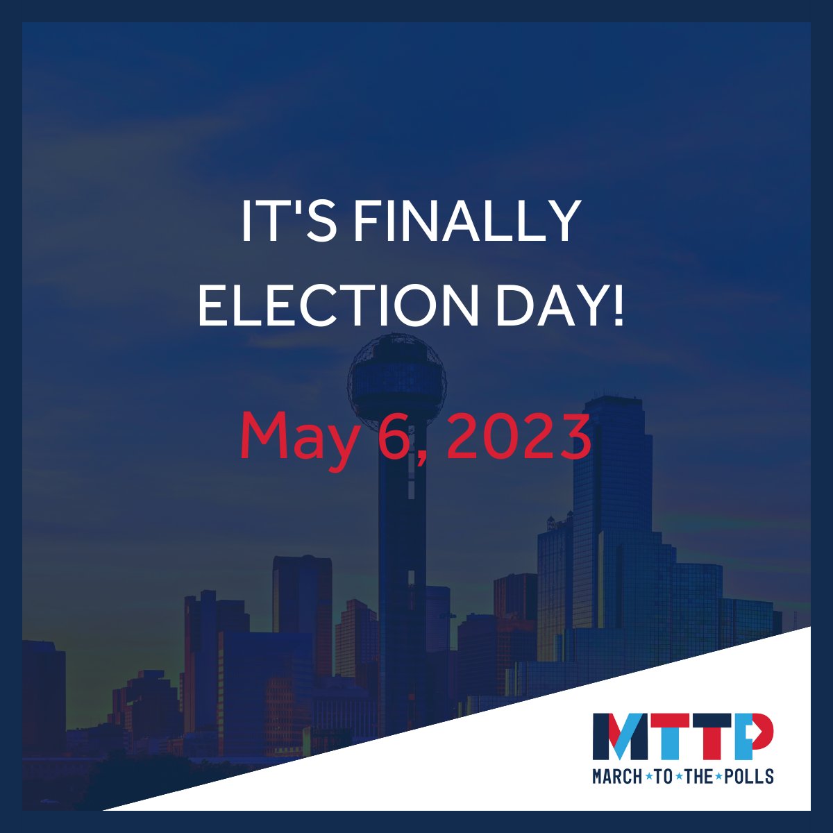 MttpTexas's tweet photo. Today is Election Day! Did you vote yet? If not, make sure to get to the polls because today is your last chance. Thank you so much for doing your part! 🇺🇸 #ElectionDay #TexasVoting https://t.co/GQkcHMQYQv