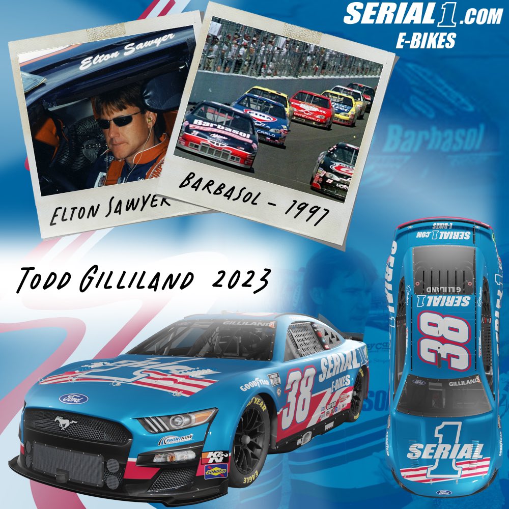 NEWS: <a href="/Serial1Cycles/">Serial 1</a> partners with <a href="/ToddGilliland_/">Todd Gilliland</a> and the No. 38 Ford team during NASCAR Throwback Weekend at <a href="/TooToughToTame/">Darlington Raceway</a> . Will honor Xfinity Series winner and a former No 38 Ford driver, Elton Sawyer

Read more: teamfrm.com/post/serial-1-…