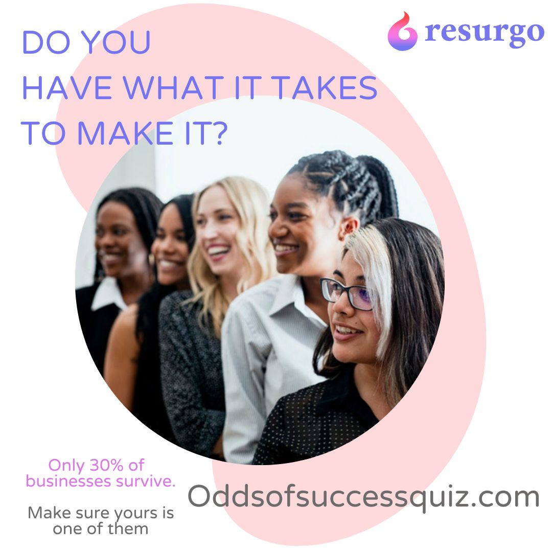 resurgoCo's tweet photo. HARD QUESTION: Do you have what it takes to make it? 👀❗🤷‍♀️
FACT: only 30% of businesses survive past ten years.

Take our Odds of Success Quiz and find out!💖

Take the quiz now
Don't regret it.
❤️
Go to link in bio now to take the quiz. https://t.co/lfAI0xGSrd https://t.co/YZg3q6Gz3K