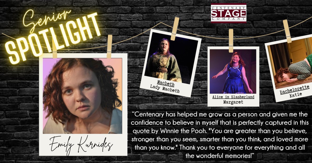centenarystage's tweet photo. Our final Senior Spotlight goes out to Emily Kurnides! Emily is a performance major who has been in many of Centenary's productions, both student and professional. Congratulations to Emily on your achievements! #CSCYouAtTheTheatre  #CSC #Seniors #ClassOf2023 #TheatreMajors https://t.co/2b05o4Uwdh