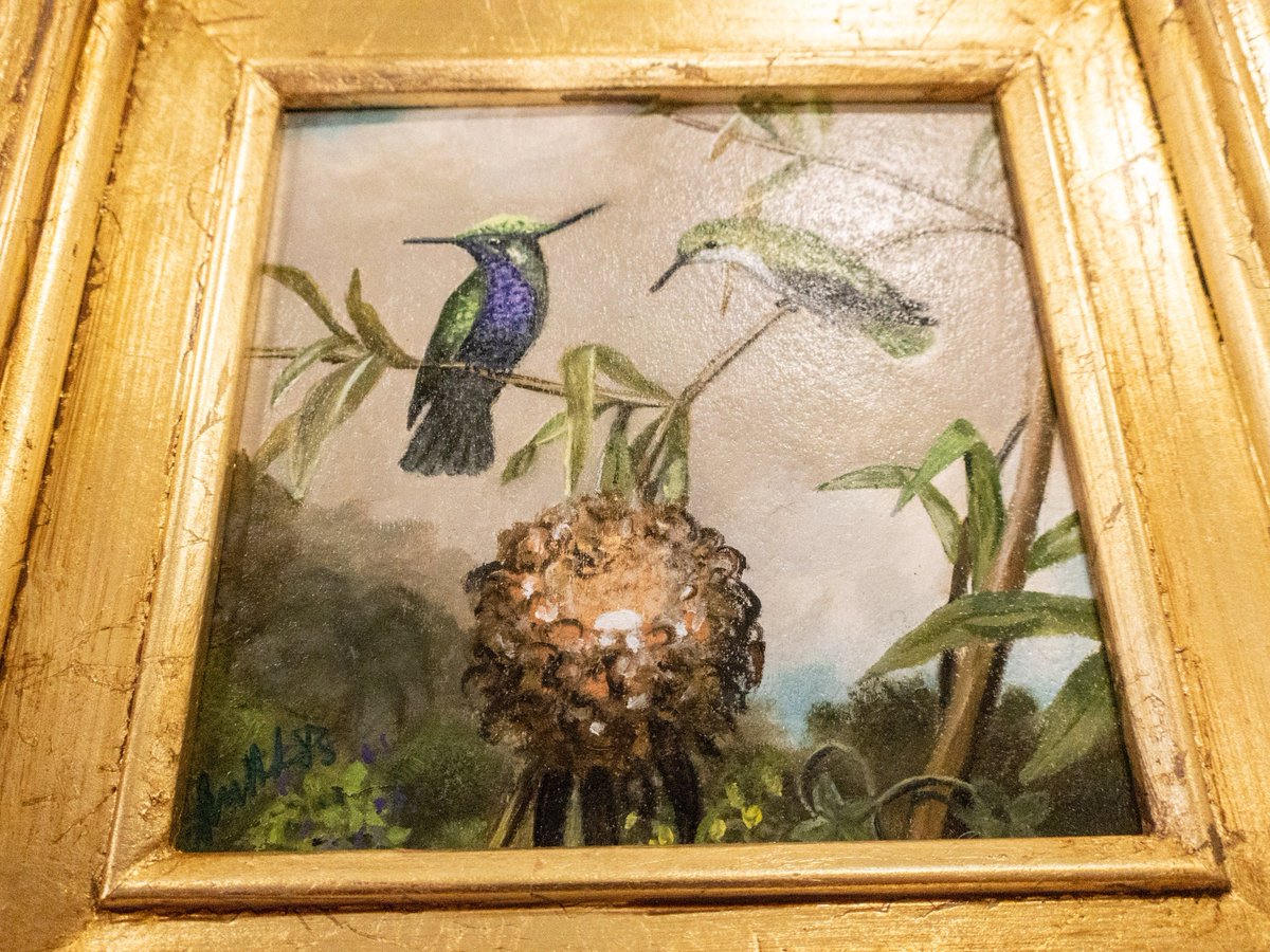 Gilded Framed Oil Painting Hummingbirds Black Breasted Plovercrest MJ Heade #antiquedining #vintagesilver
Buy here inventifdesigns.com/products/gilde…