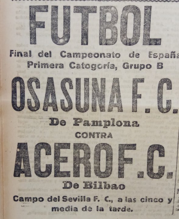 DatAthle's tweet photo. Dato que igual Sergio Herrera no conoce. El origen de la gabarra del Athletic viene de la celebración de la victoria del Acero de Olabeaga en el Campeonato de España B de 1924, derrotando en la final (disputada en Sevilla) a Osasuna por 2-1.

Mucha suerte hoy. https://t.co/QtlAj5Ebby