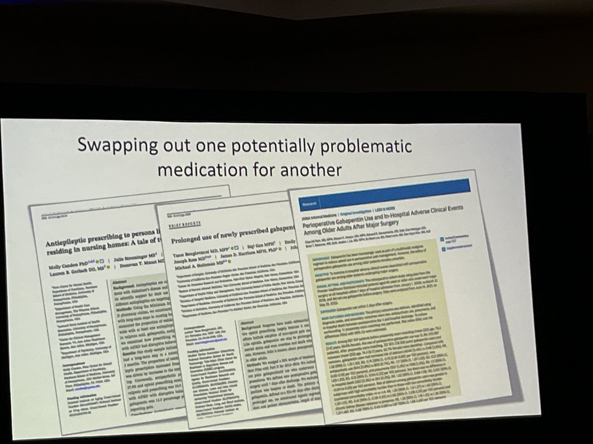 Gabapentin only approved for seizures &amp; post herpetic neuropathy but now being used off label use….Top Geri Articles #AGS23 #AGS2034