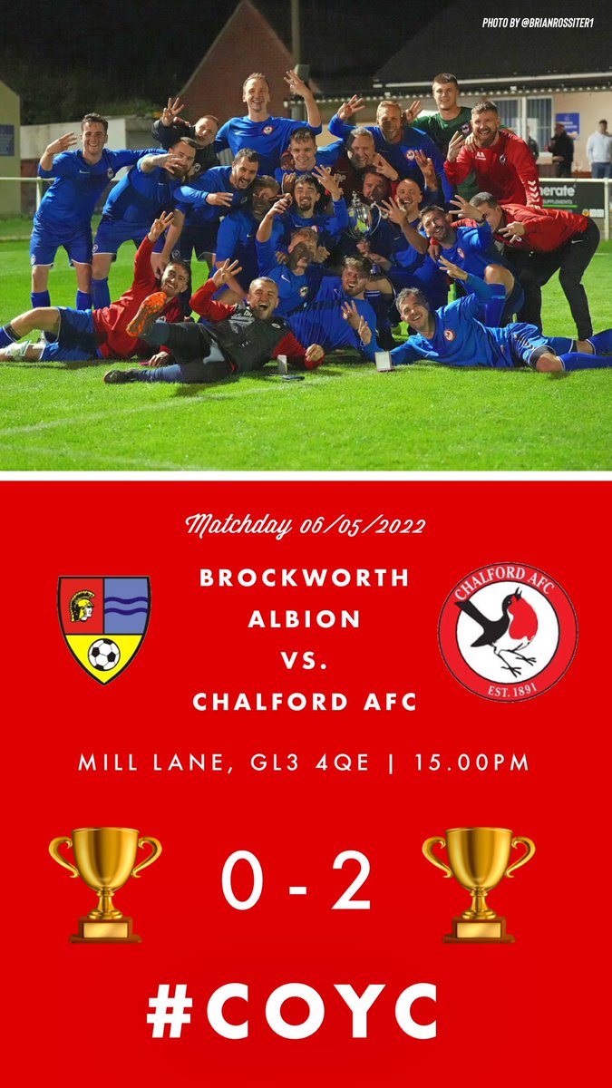 🏆 <a href="/GNSLOfficial/">GNSL</a> Northern Senior 1 Champions 22/23 🏆 

⚽️ RESULT: <a href="/BrockAlbion/">Brockworth Albion FC</a> 0 - 2 <a href="/Chalford_AFC/">ChalfordAFC (C) 🏆</a>  
🥅 GOALS: @JackHughes_10 1 <a href="/rynhrry/">Ryan Harry</a> 1
🏅MOTM: <a href="/johnnydavis21/">Johnny Davis</a> 

#COYC #Chalford
