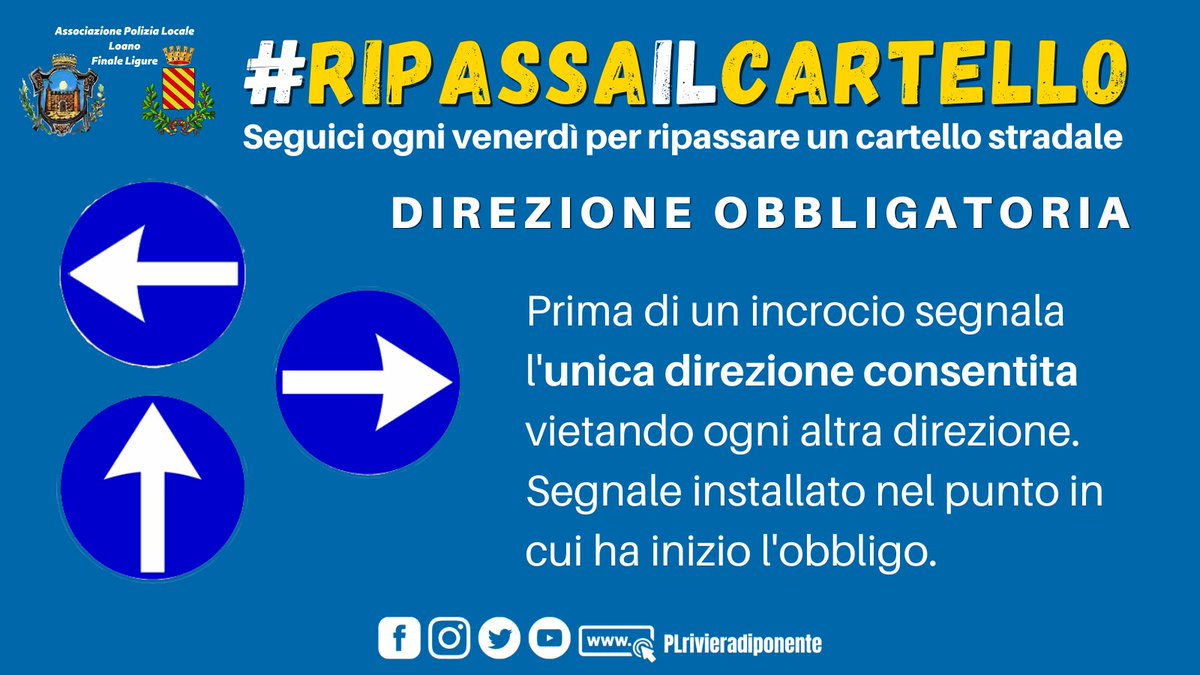 PLrivieradipon's tweet photo. 𝗥𝗶𝗽𝗮𝘀𝘀𝗮 𝗶𝗹 𝗰𝗮𝗿𝘁𝗲𝗹𝗹𝗼
📆Ogni venerdì ripassiamo un cartello stradale.
🔃Seguici e condividi.
#PLLoano #PLFinaleL #ripassailcartello #educazionestradale #sicurezzastradale #codicedellastrada https://t.co/R7HfTQVLlv