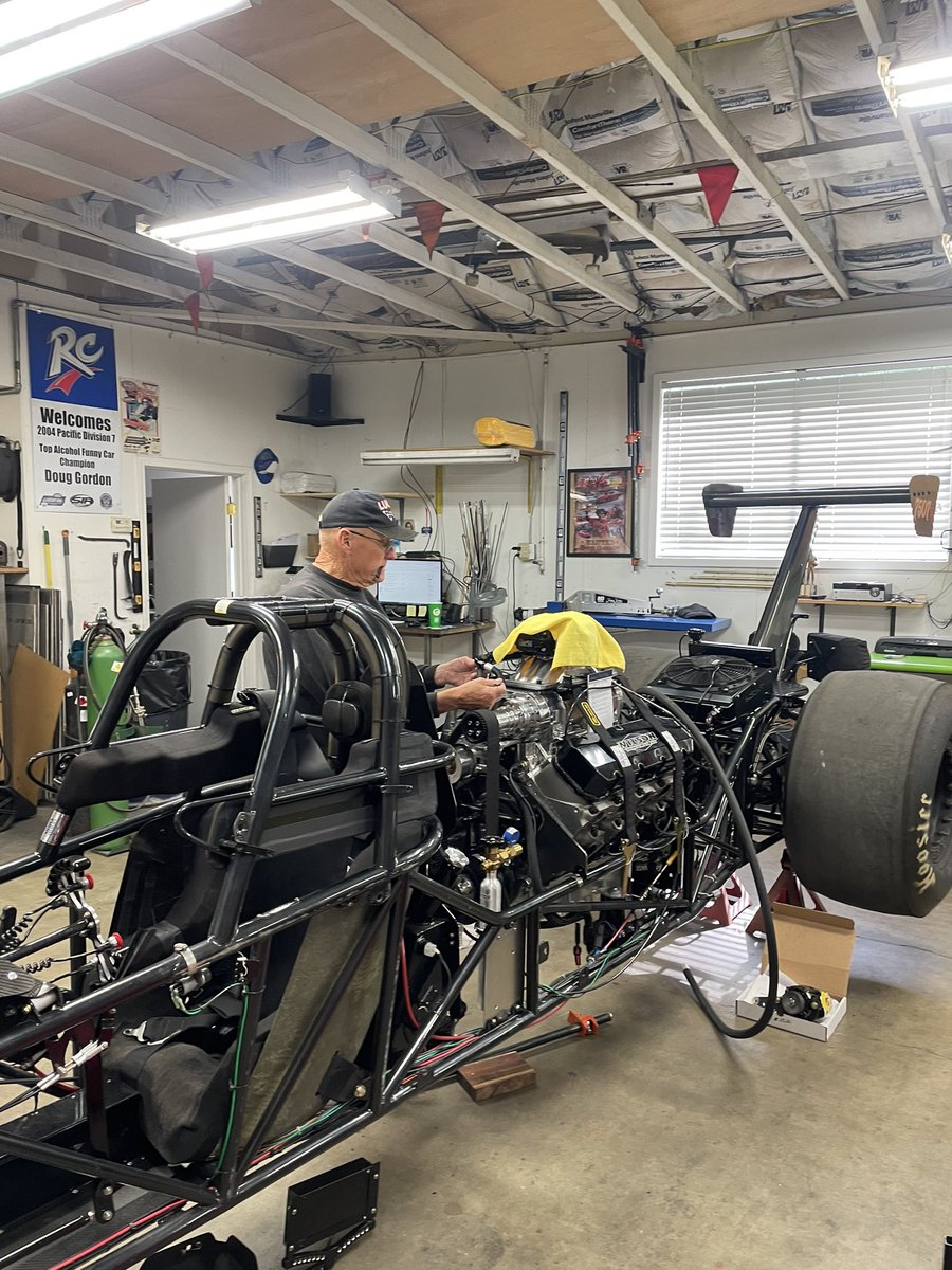 Saturday morning maintenance at the Gordon racing shop. Even have Macie dragster being worked on this am. #betausa #lucasoil #hoosiertires #ngkracing #lucasmb