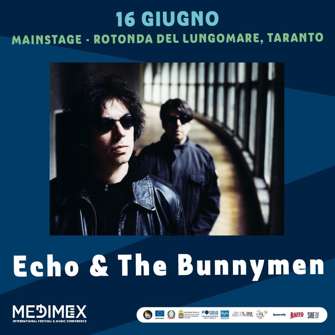 16 Giugno, #Taranto 💥 Diodato & Echo & The Bunnymen 👇👇Ticket 👇👇 bit.ly/42xtBEA Tutte le info su medimex.it