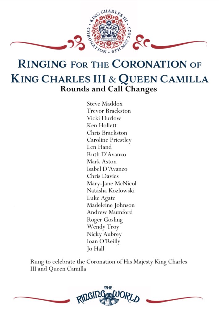 This morning 21 of us rung @HFDCathedral bells to celebrate the #Coronation of #KingCharleslll including our newest members who have been learning to #RingfortheKing 
We will be #bellringing again tomorrow 🔔👑🇬🇧