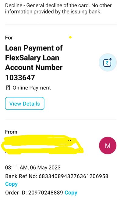 Hello <a href="/Paytm/">Paytm</a> <a href="/PaytmBank/">Paytm Payments Bank</a> <a href="/Paytmcare/">Paytm Care</a>
I used the debit card option to pay off Flex Salary loan which showed me a payment of Rs 182236 but the amount that got deducted from my account was Rs 175000 and the transaction on the Paytm app shows as failed and money got deducted from bank.