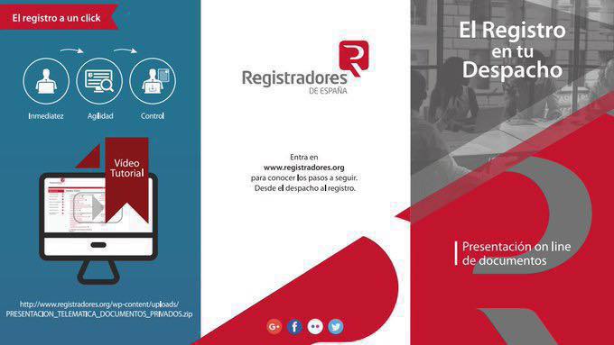 El Colegio de Registradores pone a disposición de los usuarios del #RegistroOnline la posibilidad de presentar telemáticamente un extenso catálogo de documentos de carácter privado, y algunos de naturaleza judicial o administrativa #ElRegistroAUnClick

💻cutt.ly/C1JwfPR